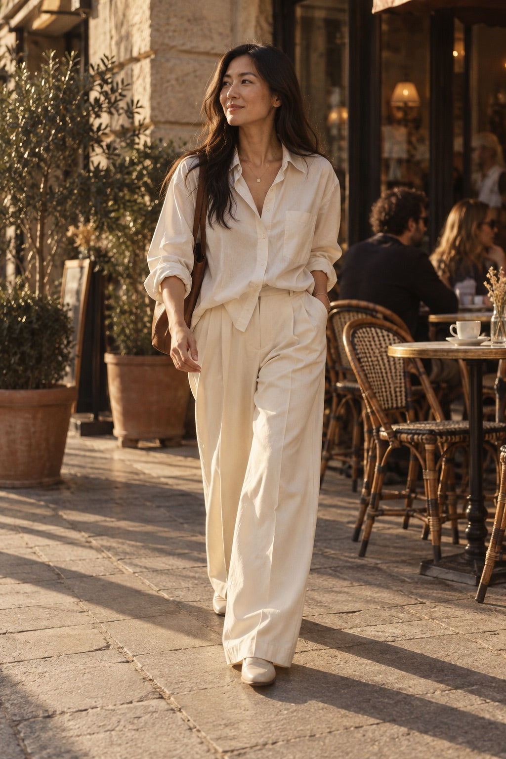 Chemise oversize Latte en popeline écru — vue 3