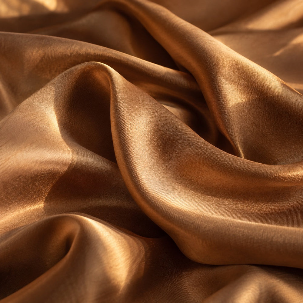 Gros plan sur du satin caramel