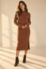 Robe pull Cannelle en maille côtelée — vue 1
