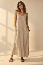 Robe longue Siena en lin sable — vue 1